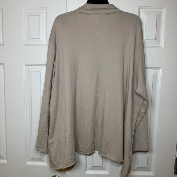 NWT Eileen Fisher Organic Cotton Long Collared Cardigan Open Front Beige Size 3X - Picture 4 of 6